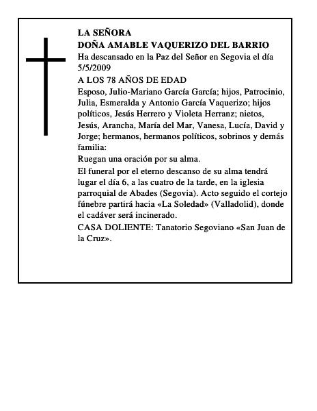 DOÑA AMABLE VAQUERIZO DEL BARRIO