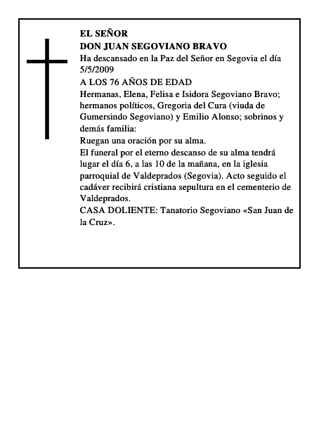 DON JUAN SEGOVIANO BRAVO