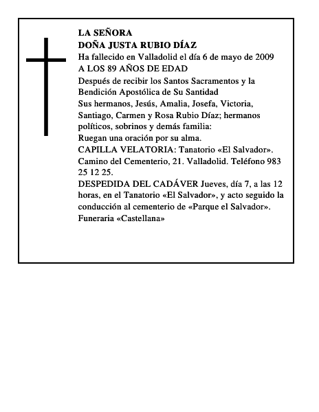 DOÑA JUSTA RUBIO DÍAZ