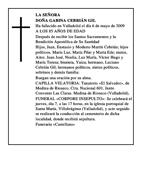 DOÑA GABINA CEBRIÁN GIL