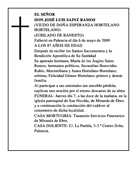 DON JOSÉ LUIS SAINZ RAMOS