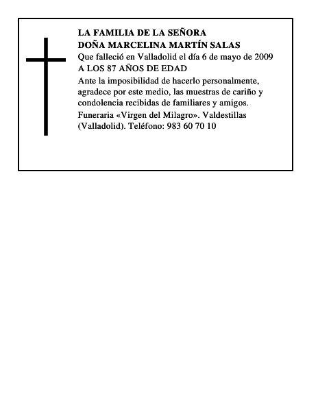 DOÑA MARCELINA MARTÍN SALAS