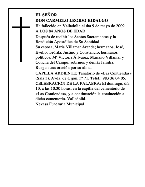 DON CARMELO LEGIDO HIDALGO