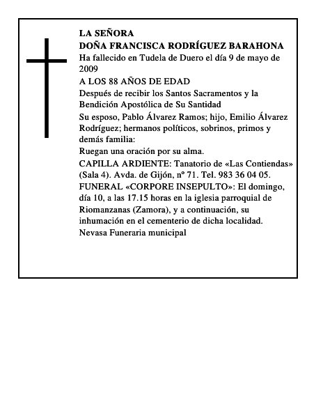 DOÑA FRANCISCA RODRÍGUEZ BARAHONA