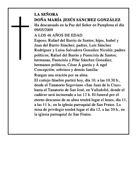 DOÑA MARÍA JESÚS SÁNCHEZ GONZÁLEZ