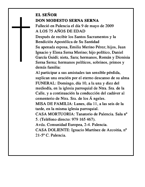 DON MODESTO SERNA SERNA