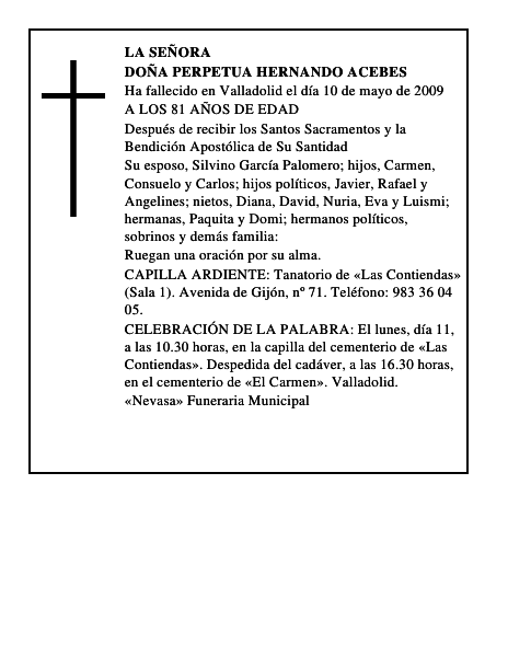 DOÑA PERPETUA HERNANDO ACEBES