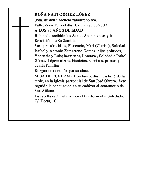 DOÑA NATI GÓMEZ LÓPEZ