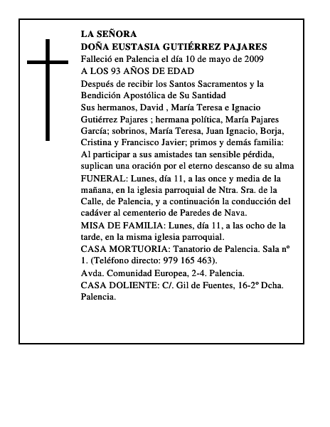 DOÑA EUSTASIA GUTIÉRREZ PAJARES