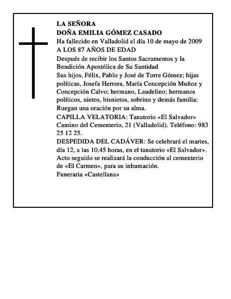 DOÑA EMILIA GÓMEZ CASADO