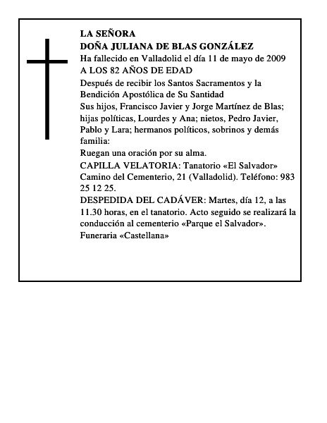 DOÑA JULIANA DE BLAS GONZÁLEZ