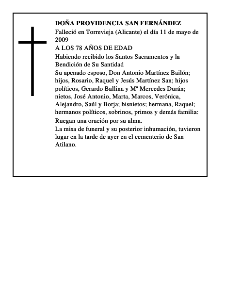 DOÑA PROVIDENCIA SAN FERNÁNDEZ