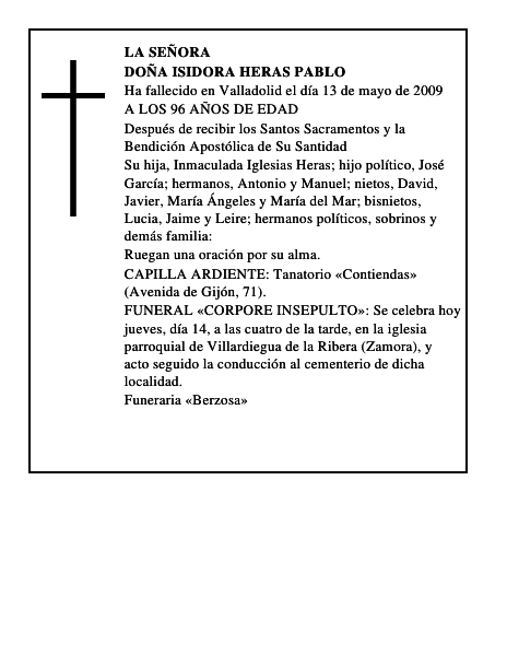 DOÑA ISIDORA HERAS PABLO