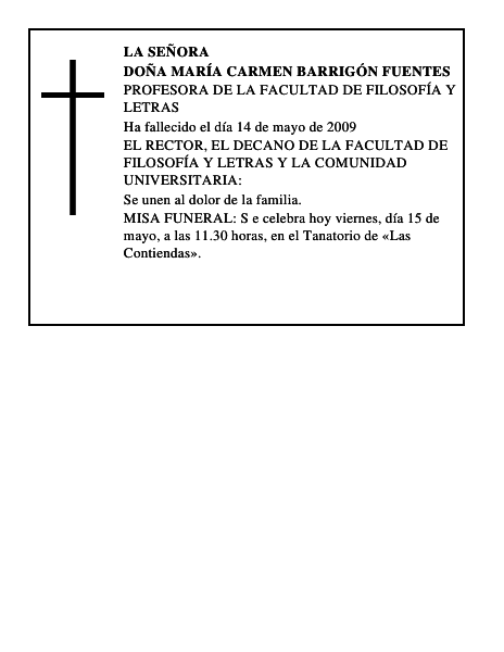 DOÑA MARÍA CARMEN BARRIGÓN FUENTES
