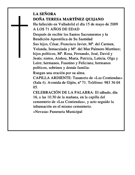 DOÑA TERESA MARTÍNEZ QUIJANO