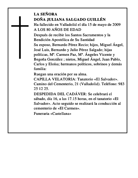 DOÑA JULIANA SALGADO GUILLÉN