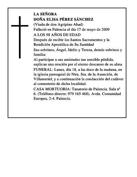 DOÑA ELISA PÉREZ SÁNCHEZ