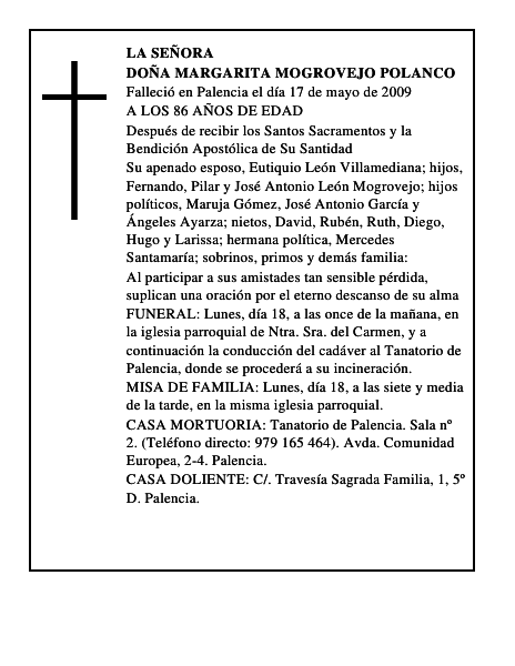 DOÑA MARGARITA MOGROVEJO POLANCO