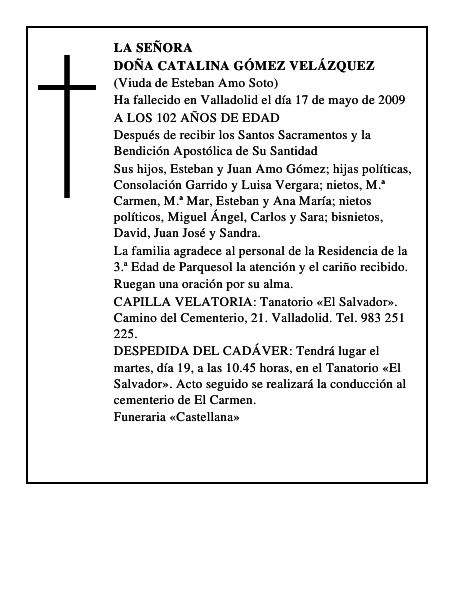 DOÑA CATALINA GÓMEZ VELÁZQUEZ