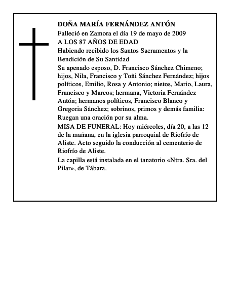 DOÑA MARÍA FERNÁNDEZ ANTÓN