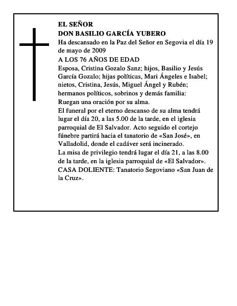 DON BASILIO GARCÍA YUBERO
