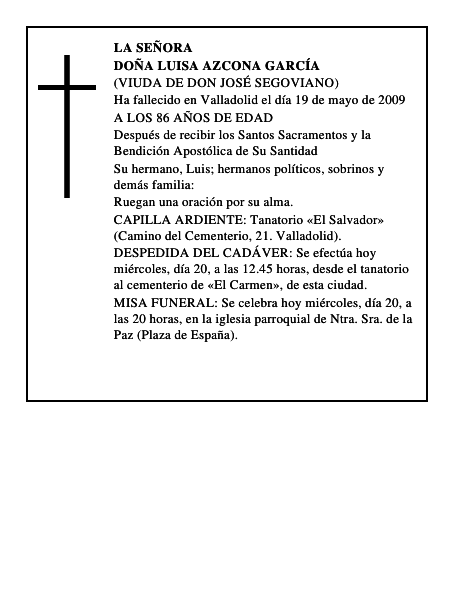 DOÑA LUISA AZCONA GARCÍA