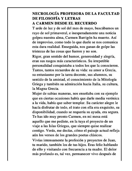 A Carmen desde el recuerdo