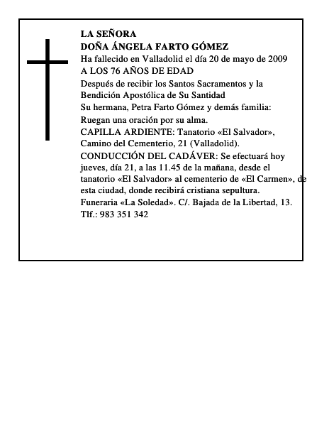 DOÑA ÁNGELA FARTO GÓMEZ