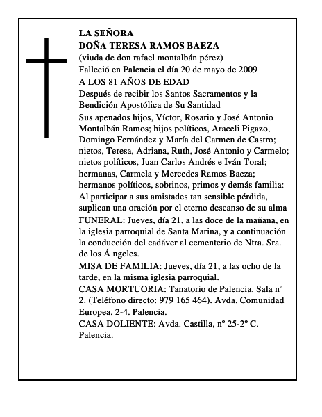 DOÑA TERESA RAMOS BAEZA
