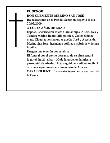 DON CLEMENTE MERINO SAN JOSÉ