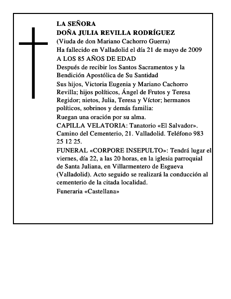 DOÑA JULIA REVILLA RODRÍGUEZ