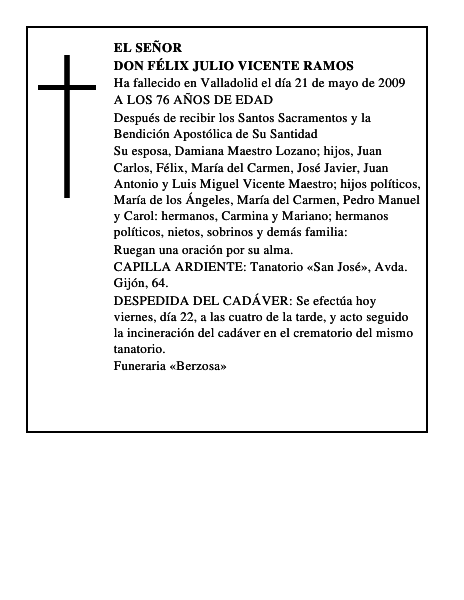DON FÉLIX JULIO VICENTE RAMOS