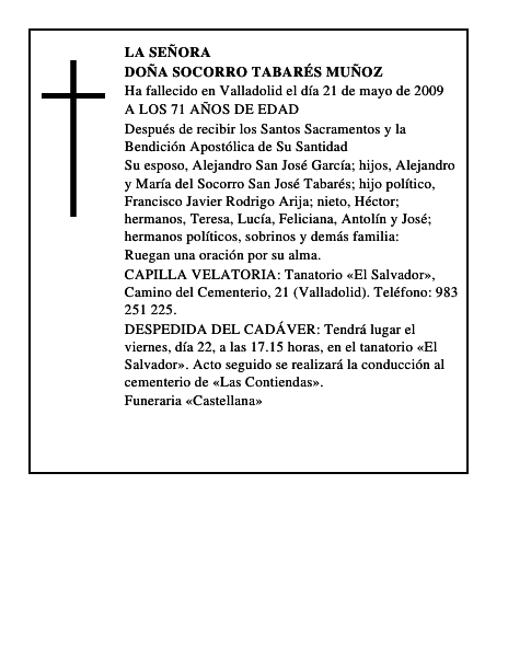 DOÑA SOCORRO TABARÉS MUÑOZ