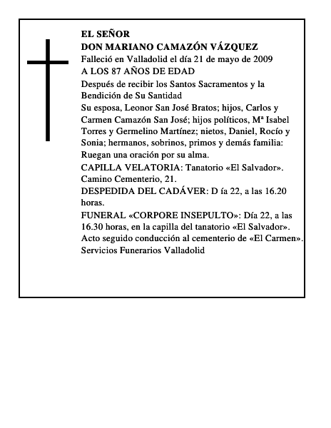 DON MARIANO CAMAZÓN VÁZQUEZ