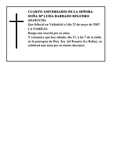 DOÑA Mª LUISA BARBADO REGUERO