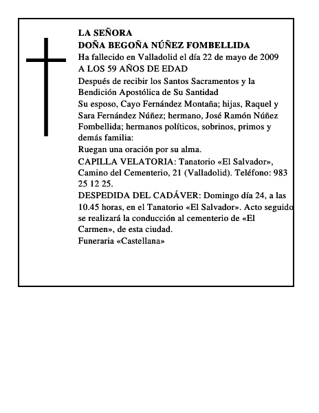 DOÑA BEGOÑA NÚÑEZ FOMBELLIDA