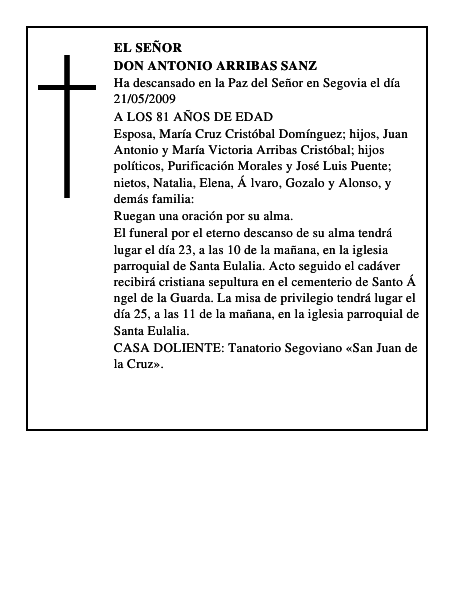 DON ANTONIO ARRIBAS SANZ