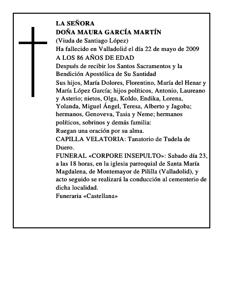 DOÑA MAURA GARCÍA MARTÍN
