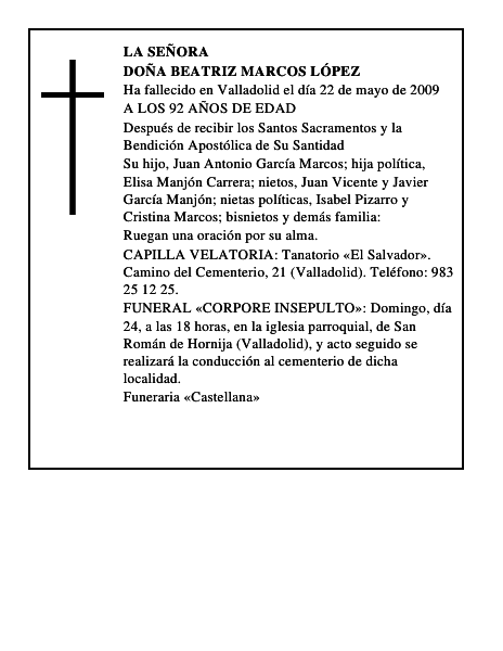 DOÑA BEATRIZ MARCOS LÓPEZ