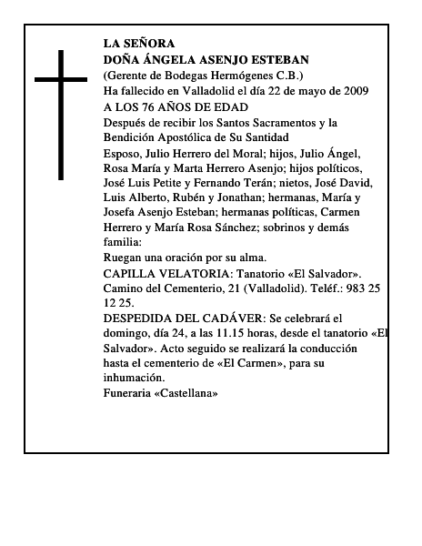DOÑA ÁNGELA ASENJO ESTEBAN