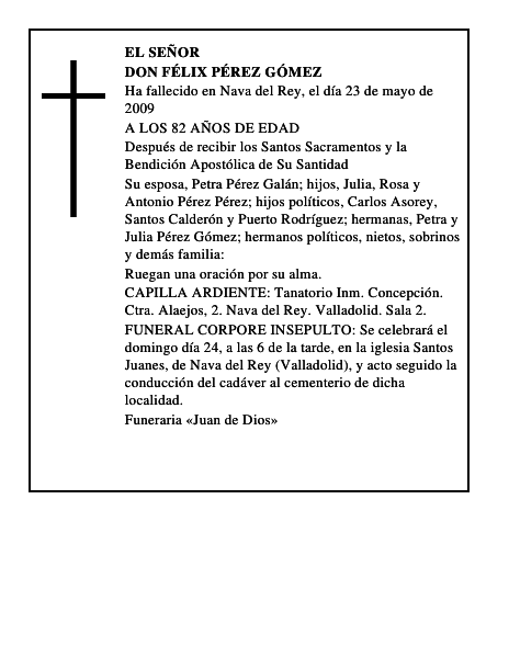 DON FÉLIX PÉREZ GÓMEZ