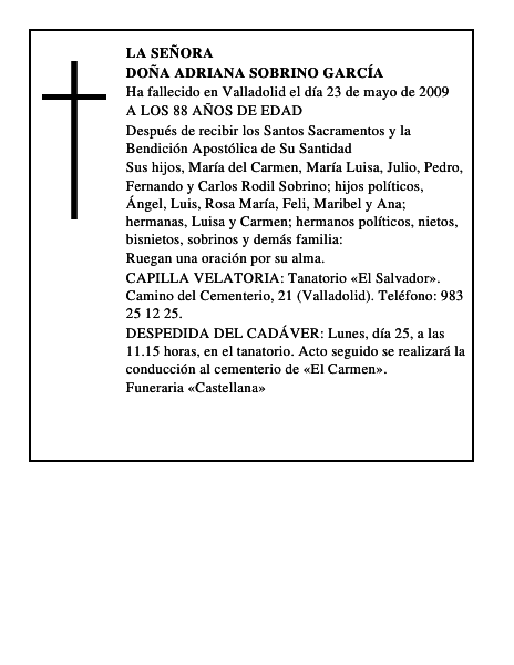 DOÑA ADRIANA SOBRINO GARCÍA