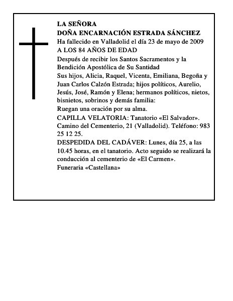DOÑA ENCARNACIÓN ESTRADA SÁNCHEZ