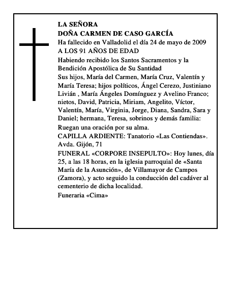 DOÑA CARMEN DE CASO GARCÍA