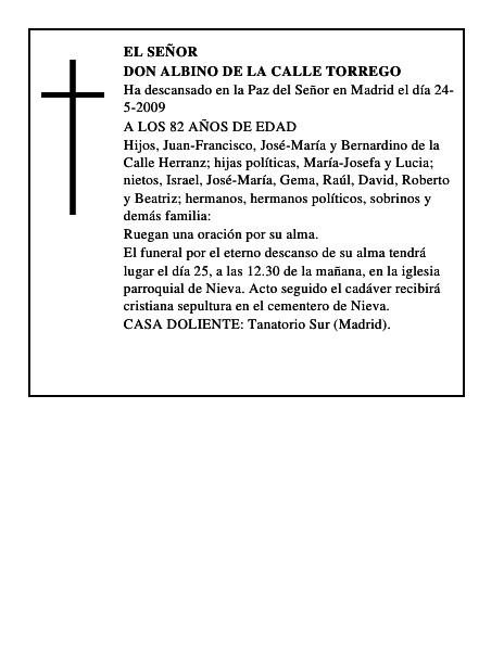 DON ALBINO DE LA CALLE TORREGO