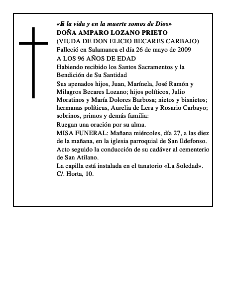 DOÑA AMPARO LOZANO PRIETO