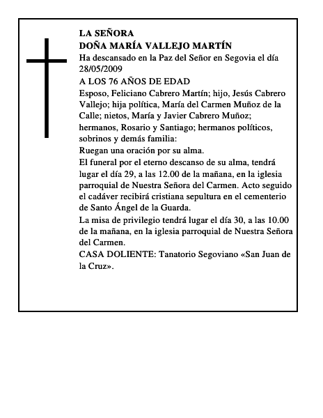 DOÑA MARÍA VALLEJO MARTÍN