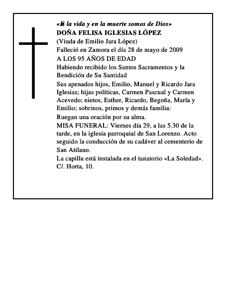 DOÑA FELISA IGLESIAS LÓPEZ