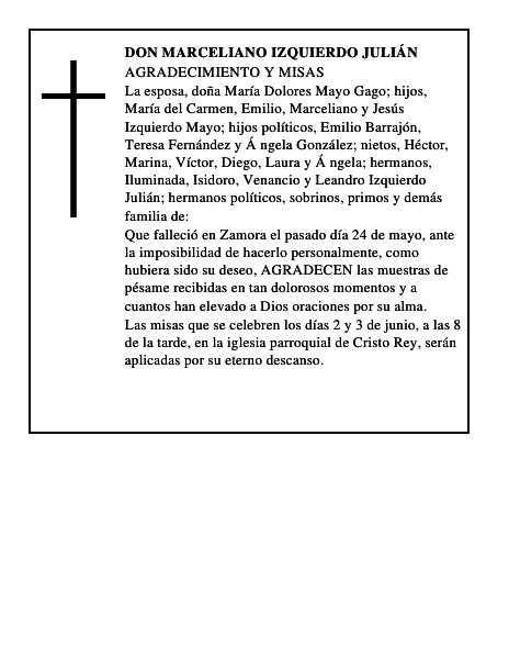 DON MARCELIANO IZQUIERDO JULIÁN