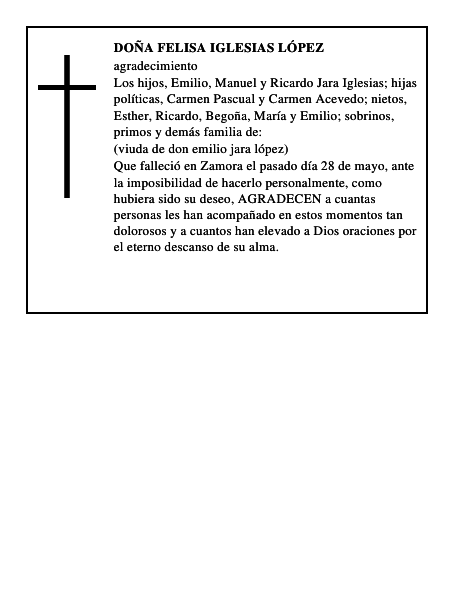 DOÑA FELISA IGLESIAS LÓPEZ